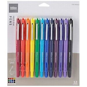 Felt-Tip Porous Pens (36 pens) Medium Point 1.0 mm MultiColor